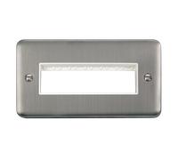 Click Deco Plus DPSS426WH 2G MiniGrid Unfurnished Front Plate (6 In-Line) - Stainless Steel (White)