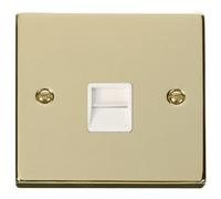 Click Deco Victorian Polished Brass Single Telephone Socket Outlet Secondary with White Insert