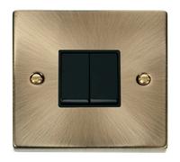 Click Deco VPAB012BK Victorian 10AX 2-Gang 2-Way Plate Switch - Antique Brass (Black)