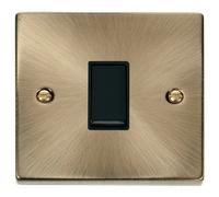Click Deco VPAB025BK Victorian 10AX 1 Gang Intermediate Plate Switch - Antique Brass (Black)