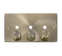 Click Deco VPAB153PL Victorian 3G Unfurnished Dimmer Plate & Knobs (1200W Max) - Antique Brass