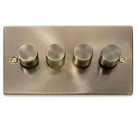 Click Deco VPAB164 Victorian 4-Gang 2-Way 100W LED Dimmer Switch - Antique Brass