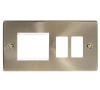 Click Deco VPAB31102 2 Gang GridPro Frontplate with Twin New Media Aperture - Antique Brass
