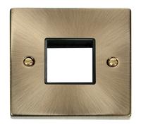 Click Deco VPAB402BK Victorian 2G MiniGrid Unfurnished Front Plate - Antique Brass (Black)