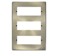 Click Deco VPAB518 Victorian 3 Tier MiniGrid Unfurnished Front Plate (18 Apertures) - Antique Brass