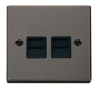 Click Deco VPBN121BK Victorian Twin Master Telephone Outlet - Black Nickel (Black)