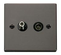 Click Deco VPBN157BK Victorian Satellite & Co-Axial Outlet (Isolated) - Black Nickel (Black)