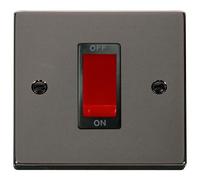 Click Deco VPBN200BK Victorian 45A 1G Double Pole Switch - Black Nickel (Black)