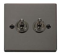 Click Deco VPBN422 Victorian 10AX 2-Gang 2-Way Toggle Plate Switch - Black Nickel