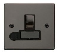 Click Deco VPBN551BK Victorian 13A Ingot DP Switched Fused Spur + Flex Outlet - Black Nickel (Black)