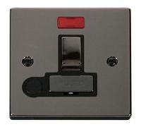 Click Deco VPBN552BK Victorian 13A Ingot DP Switched Fused Spur + Neon + Flex Outlet - Black Nickel (Black)
