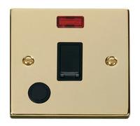 Click Deco VPBR023BK Victorian 20A 1G DP Switch + Neon + Flex Outlet - Polished Brass (Black)