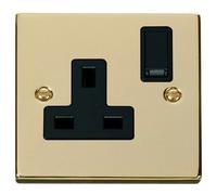 Click Deco VPBR035BK Victorian 13A 1G DP Switched Socket - Polished Brass (Black)