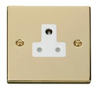 Click Deco VPBR038WH Victorian 5A Round Pin Socket Outlet - Polished Brass (White)