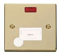 Click Deco VPBR053WH Victorian 13A Fused Spur + Neon + Flex Outlet - Polished Brass (White)