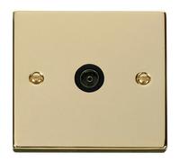 Click Deco VPBR065BK Victorian Single Co-Axial Outlet (Non-Isolated) - Polished Brass (Black)