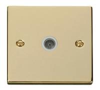 Click Deco VPBR065WH Victorian Single Co-Axial Outlet (Non-Isolated) - Polished Brass (White)