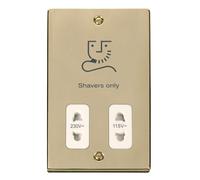 Click Deco VPBR100WH Victorian 115V/230V Dual Voltage Shaver Socket - Polished Brass (White)