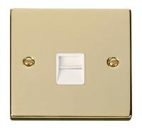 Click Deco VPBR120WH Victorian Single Master Telephone Outlet - Polished Brass (White)