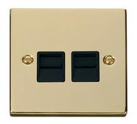 Click Deco VPBR126BK Victorian Twin Secondary Telephone Outlet - Polished Brass (Black)