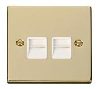 Click Deco VPBR126WH Victorian Twin Secondary Telephone Outlet - Polished Brass (White)
