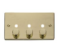 Click Deco VPBR153PL Victorian 3G Unfurnished Dimmer Plate & Knobs (1200W Max) - Polished Brass