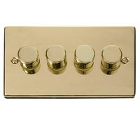 Click Deco VPBR154 Victorian 4-Gang 2-Way 400W Dimmer Switch - Polished Brass