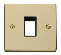 Click Deco VPBR401BK Victorian 1G MiniGrid Unfurnished Front Plate - Polished Brass (Black)