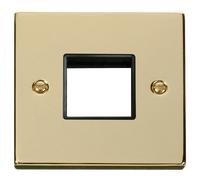 Click Deco VPBR402BK Victorian 2G MiniGrid Unfurnished Front Plate - Polished Brass (Black)