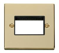 Click Deco VPBR403BK Victorian 3G MiniGrid Unfurnished Front Plate - Polished Brass (Black)
