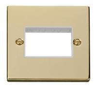 Click Deco VPBR403WH Victorian 3G MiniGrid Unfurnished Front Plate - Polished Brass (White)