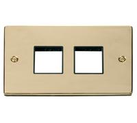 Click Deco VPBR404BK Victorian 4G MiniGrid Unfurnished Front Plate - Polished Brass (Black)