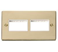 Click Deco VPBR406WH Victorian 6G MiniGrid Unfurnished Front Plate - Polished Brass (White)