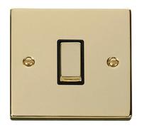 Click Deco VPBR411BK Victorian 10AX Ingot 1-Gang 2-Way Plate Switch - Polished Brass (Black)