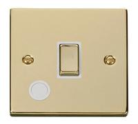 Click Deco VPBR522WH Victorian 20A Ingot DP Switch + Flex Outlet - Polished Brass (White)
