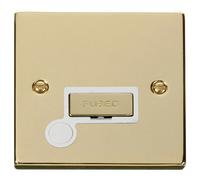 Click Deco VPBR550WH Victorian 13A Ingot Fused Spur + Flex Outlet - Polished Brass (White)