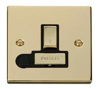 Click Deco VPBR551BK Victorian 13A Ingot DP Switched Fused Spur + Flex Outlet - Polished Brass (Black)