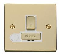 Click Deco VPBR551WH Victorian 13A Ingot DP Switched Fused Spur + Flex Outlet - Polished Brass (White)