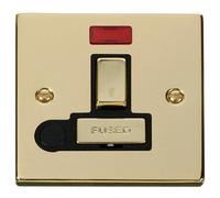 Click Deco VPBR552BK Victorian 13A Ingot DP Switched Fused Spur + Neon + Flex Outlet - Polished Brass (Black)