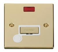 Click Deco VPBR553WH Victorian 13A Ingot Fused Spur + Neon + Flex Outlet - Polished Brass (White)