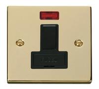Click Deco VPBR652BK Victorian 13A DP Switched Fused Spur + Neon - Polished Brass (Black)