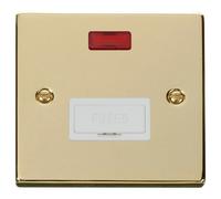 Click Deco VPBR653WH Victorian 13A Fused Spur + Neon - Polished Brass (White)