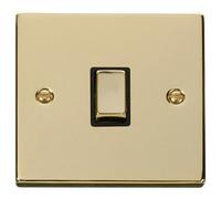 Click Deco VPBR722BK Victorian 20A Ingot DP Switch - Polished Brass (Black)
