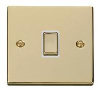 Click Deco VPBR722WH Victorian 20A Ingot DP Switch - Polished Brass (White)