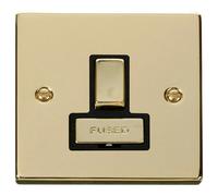 Click Deco VPBR751BK Victorian 13A Ingot DP Switched Fused Spur - Polished Brass (Black)