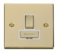 Click Deco VPBR751WH Victorian 13A Ingot DP Switched Fused Spur - Polished Brass (White)