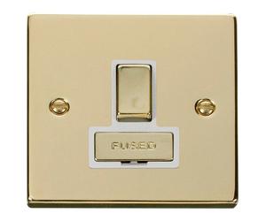 Click Deco VPBR751WH Victorian 13A Ingot DP Switched Fused Spur - Polished Brass (White)
