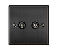 Click Deco VPBZ159BK Victorian Twin Co-Axial Outlet (Isolated) - Matt Bronze (Black)