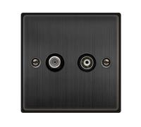 Click Deco VPBZ170BK Victorian Satellite & Co-Axial Outlet (Non-Isolated) - Matt Bronze (Black)