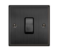 Click Deco VPBZ411BK Victorian 10AX Ingot 1-Gang 2-Way Plate Switch - Matt Bronze (Black)